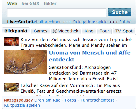 Screenshot: GMX