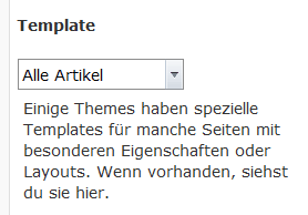 Auswahl der Vorlage ›Alle Artikel‹