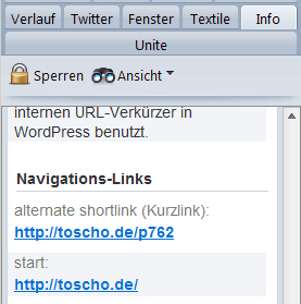 Opera: Shortlink im Infopanel