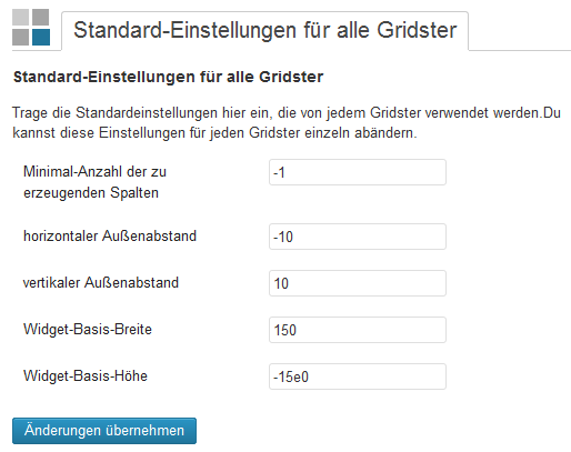 Gridstereinstellungen